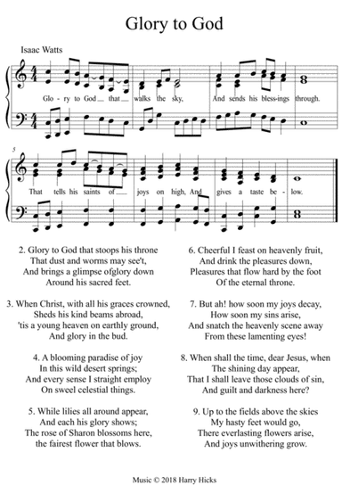 Glory to God. A new tune to a wonderful Isaac Watts hymn.