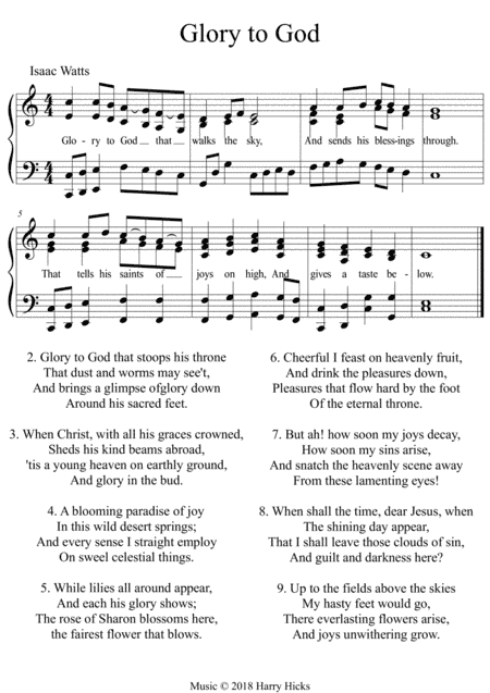 Glory to God. A new tune to a wonderful Isaac Watts hymn.