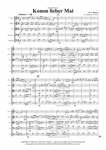 Komm lieber Mai - German Folk Song - String Orchestra (arr. Thomas H. Graf)