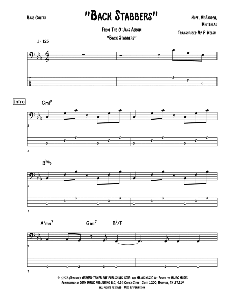 Back Stabbers (arr. Accubass)