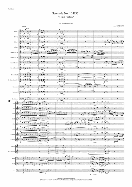 Mozart: Serenade No 10 in Bb "Gran Partita" K361 - symphonic wind (arr. Ray Thompson)