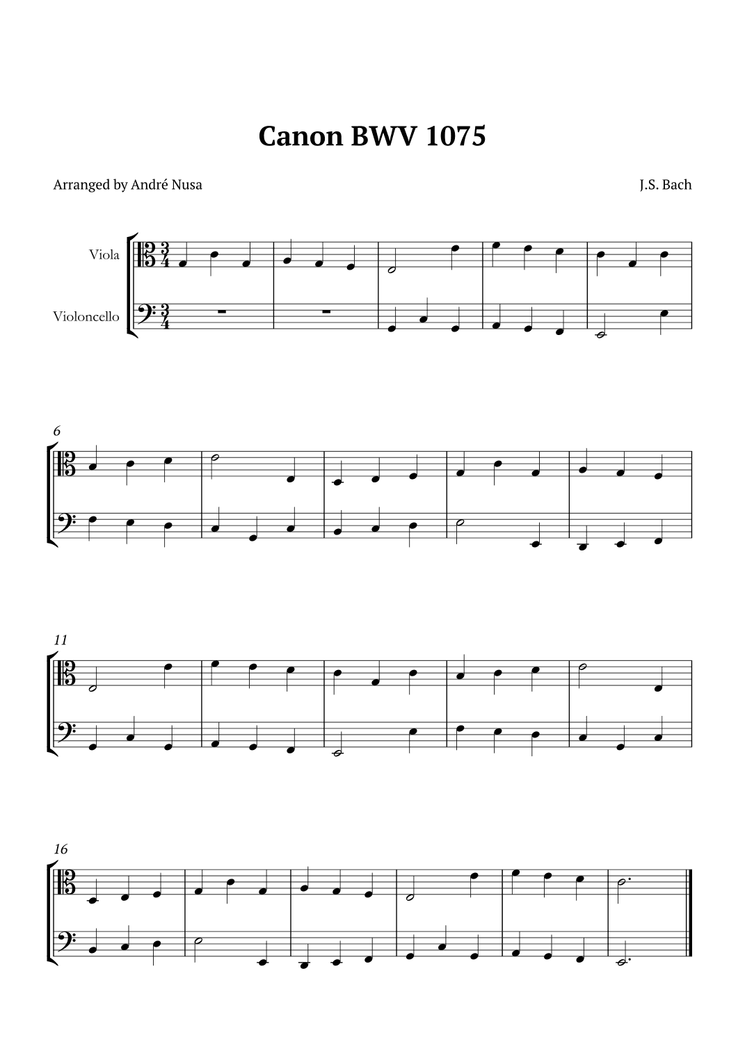 Canon BWV 1075 (arr. André Nusa)