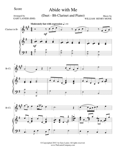 ABIDE WITH ME (Duet – Bb Clarinet and Piano/Score and Parts) (arr. Gary Lanier)