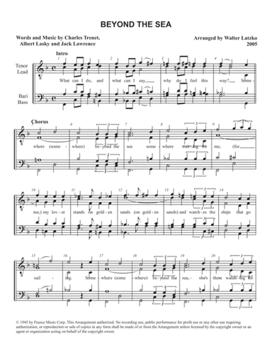 Beyond The Sea (arr. Walter Latzko)