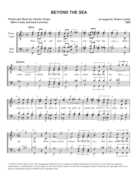 Beyond The Sea (arr. Walter Latzko)