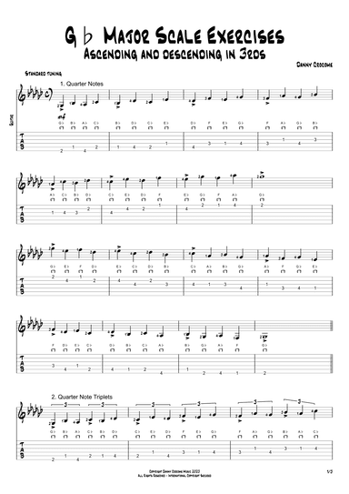 Gb Major Scale Exercises - Ascending and Descending in 3rds