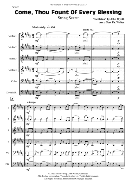 Come, Thou Fount Of Every Blessing (arr. Gert Th. Walter)