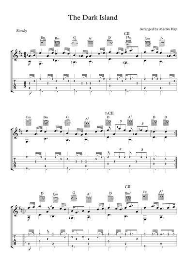 The Dark Island For Guitar TAB (arr. Martin Hay)