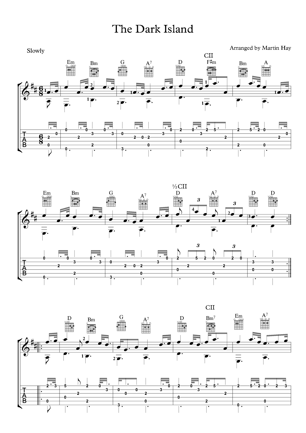 The Dark Island For Guitar TAB (arr. Martin Hay)
