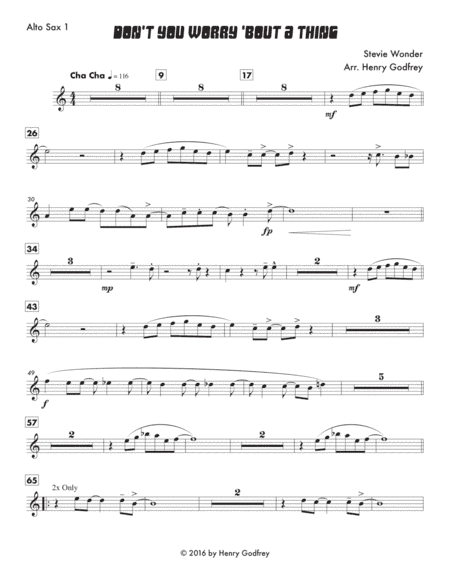 Don't You Worry 'bout A Thing (arr. Henry Godfrey)