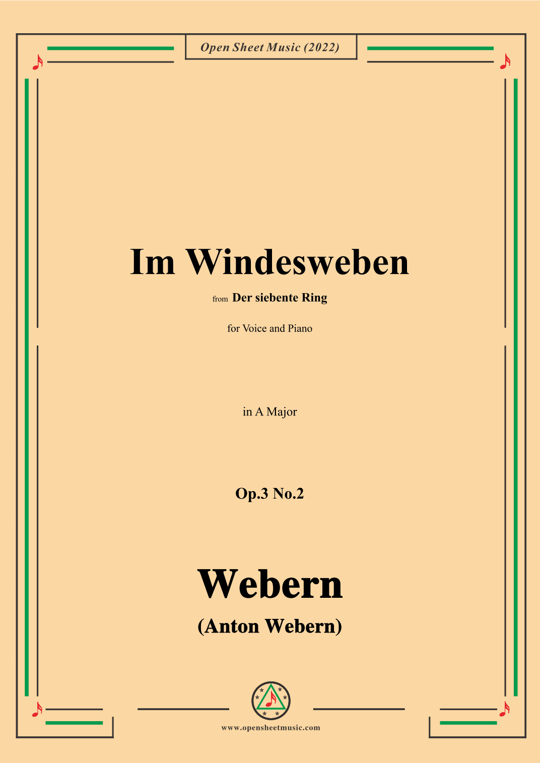Webern-Im Windesweben,Op.3 No.2,in A Major (arr. OSM Press)