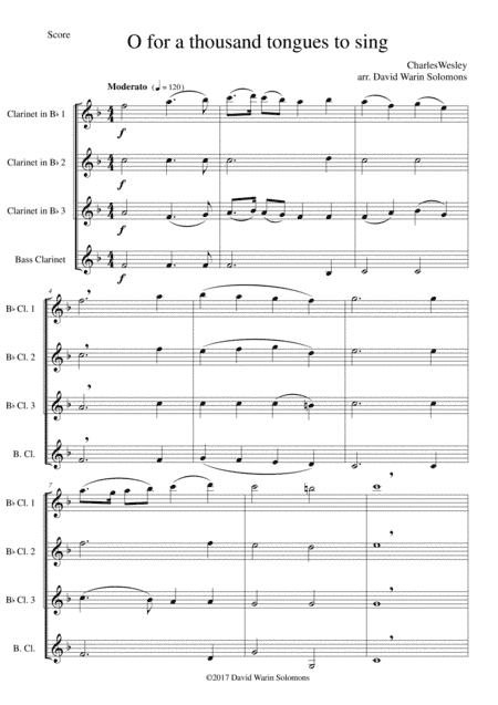 7 Songs of Glory for clarinet quartet (arr. David Warin Solomons)