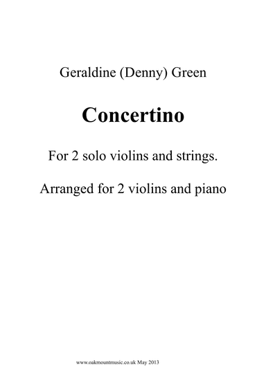 Concertino For Two Solo Violins and Strings (Piano Reduction Arrangement)