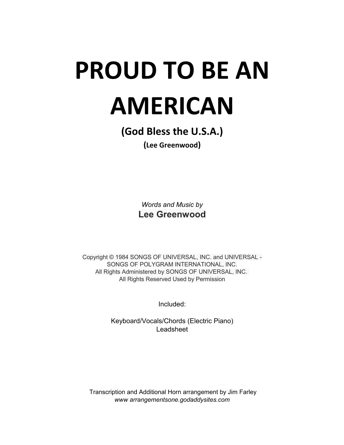 Proud To Be An American (arr. Jim Farley)