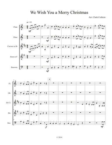 We Wish You a Merry Christmas (Woodwind Quintet) (arr. Clark Cothern)