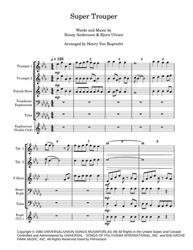 Super Trouper (arr. Henry Von Ruprecht)