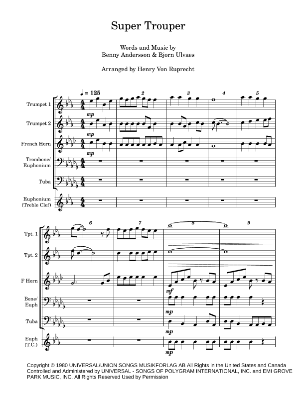 Super Trouper (arr. Henry Von Ruprecht)