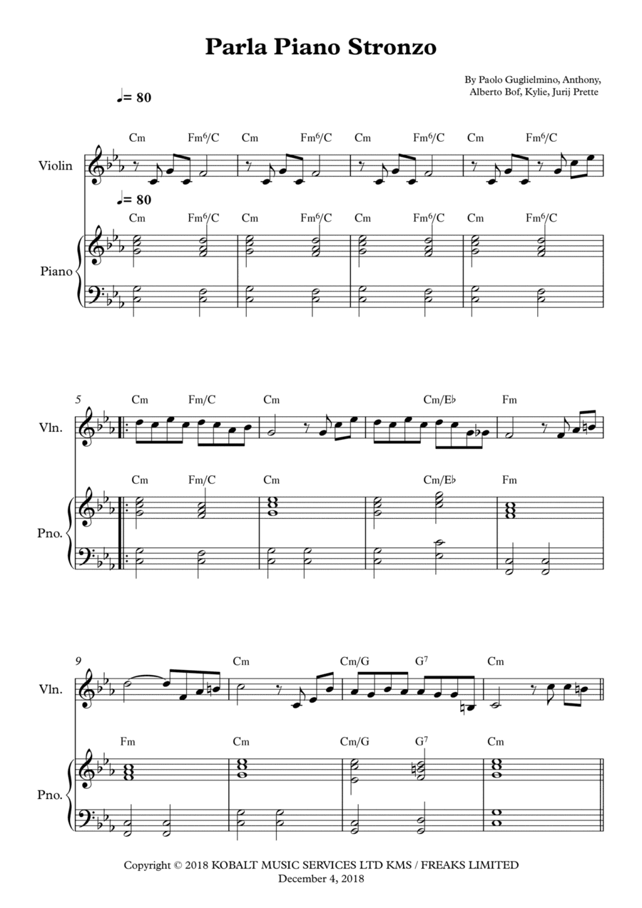 Parla Piano Stronzo (arr. Wesley S. SIlva)