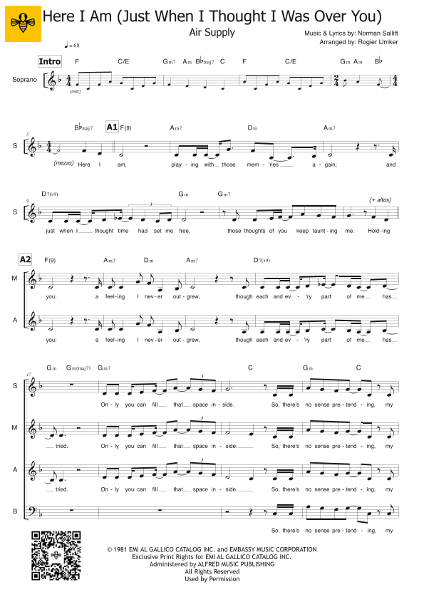 Here I Am (just When I Thought I Was Over You) (arr. Rogier Ijmker)