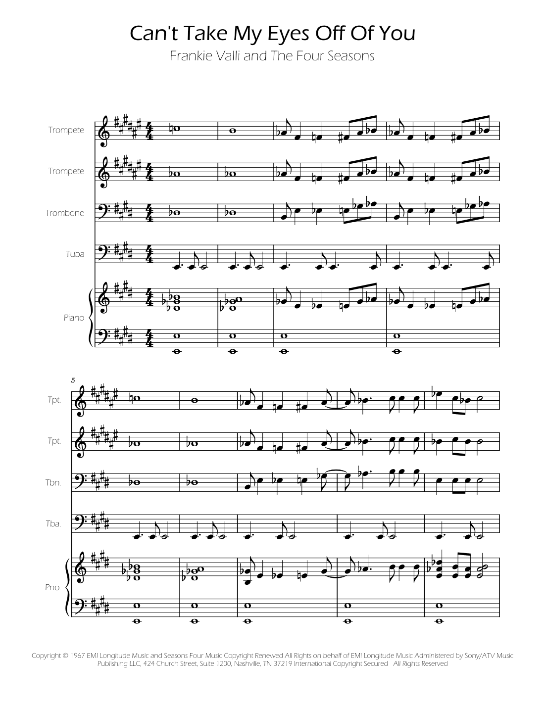 Can't Take My Eyes Off Of You (arr. Ygor Nunes)