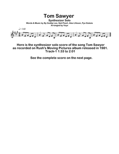 Tom Sawyer (arr. Voys)