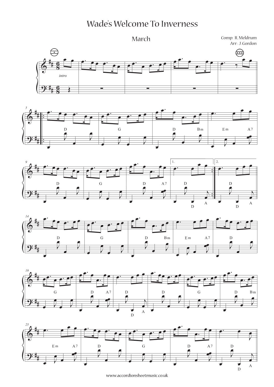 Wade's Welcome To Inverness (arr. Julia Gordon)