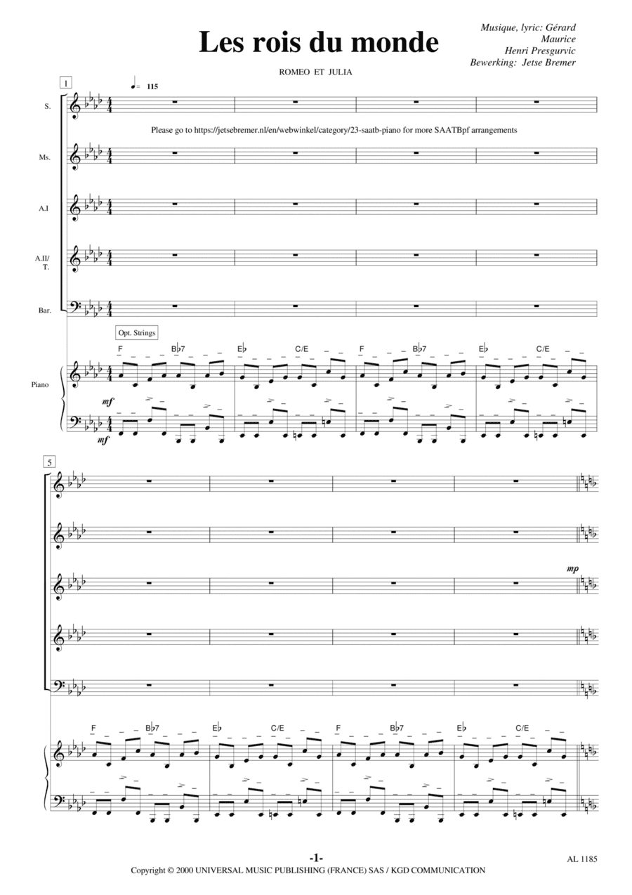 Les Rois Du Monde (arr. Jetse Bremer)