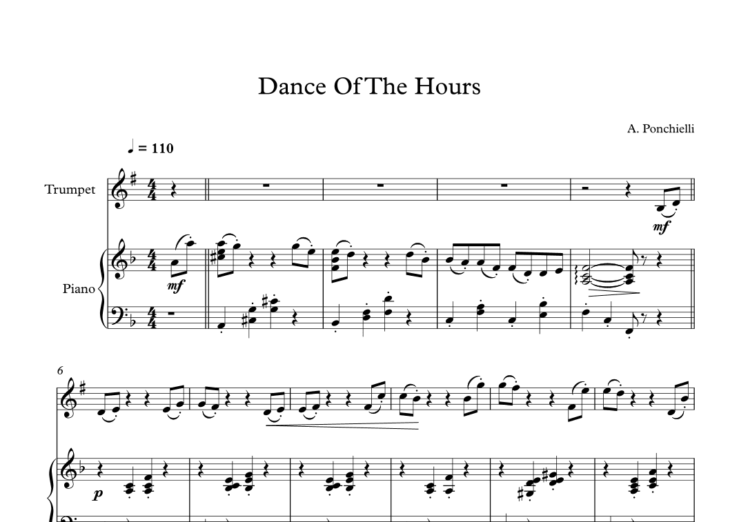 Dance Of The Hours - Amilcare Ponchielli (Trumpet + Piano) (arr. Digital Book Music)