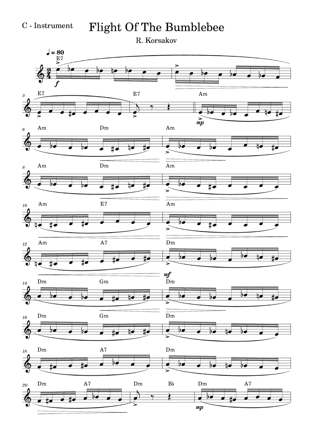 The Flight Of The Bumblebee (arr. Fabio Eduardo de Oliveira)