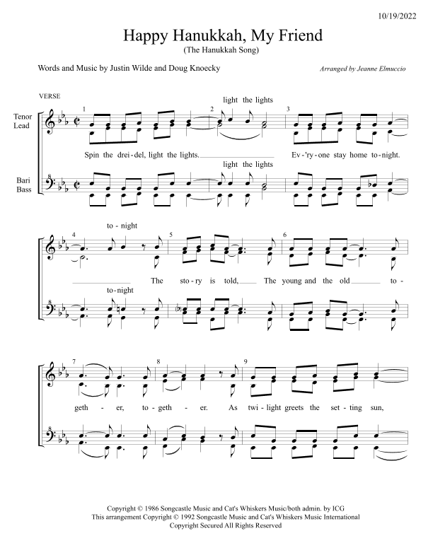 Happy Hanukkah, My Friend (the Hanukkah Song) (arr. Jeanne Elmuccio)
