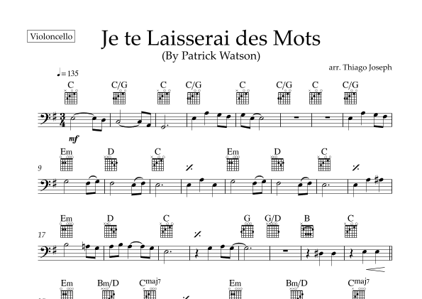 Je Te Laisserai Des Mots (arr. Thiago Joseph)
