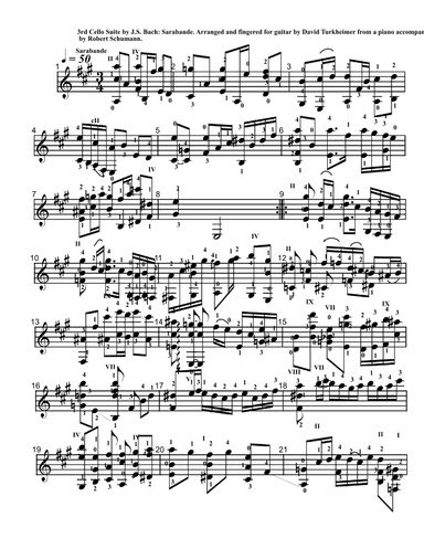 Cello suite 3 for guitar -sarabande (arr. David L Turkheimer)