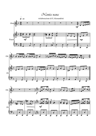 Nanita Nana. Oboe and pianoforte (arr. Ester Alessandrini)