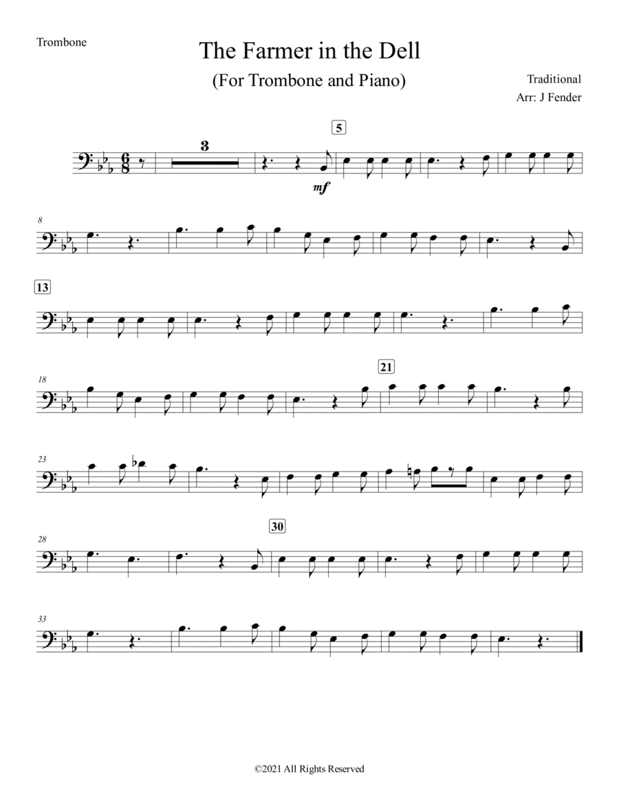 The Farmer in the Dell (Easy) (For Trombone and Piano) (arr. Jerremy Fender)