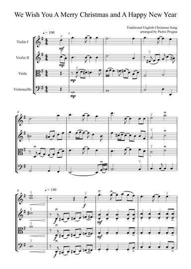 We Wish You A Merry Christmas And A Happy New Year - arranged for String Quartet (arr. Pietro Prugna)