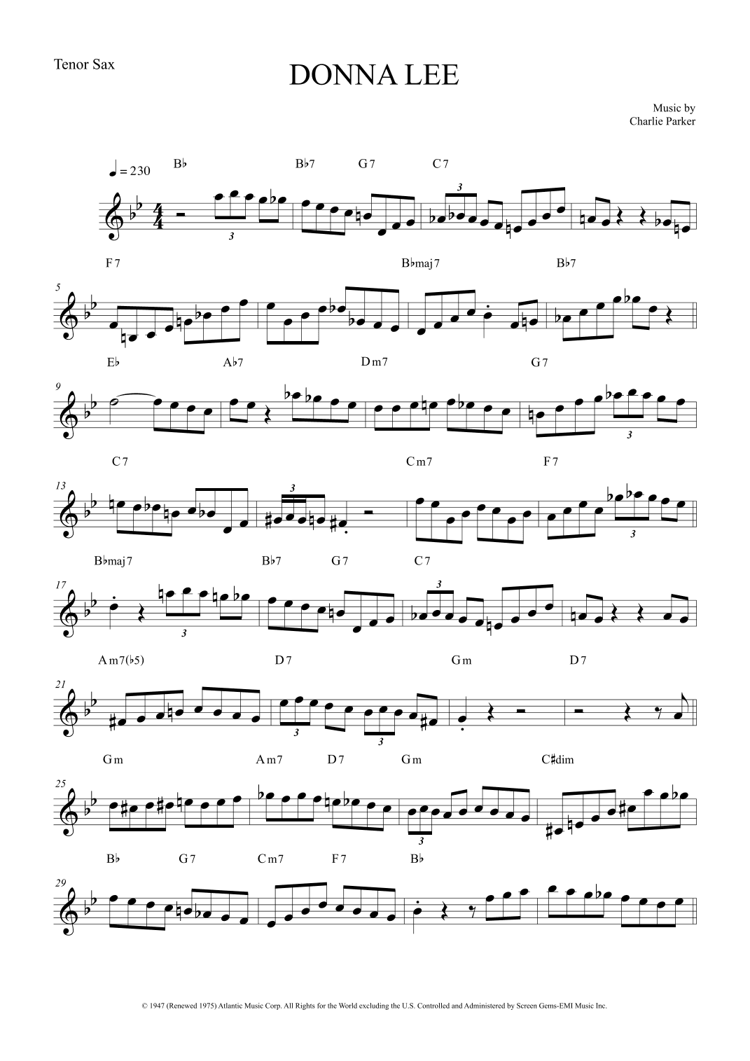 Donna Lee (arr. The Sheet Music Library)