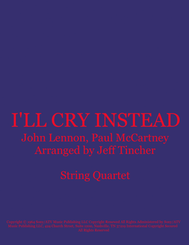 I'll Cry Instead (arr. Jeff Tincher)