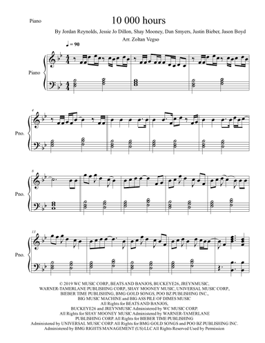 10,000 Hours (arr. Zoltan Vegso)