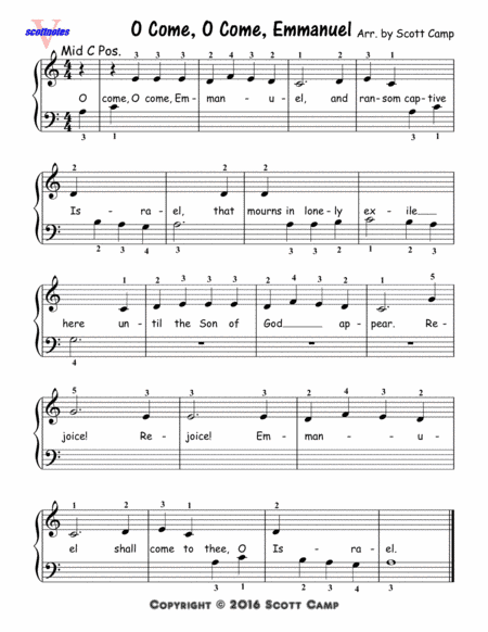 O Come, O Come Emmanuel (First Year Piano Students) (arr. Scott Camp)