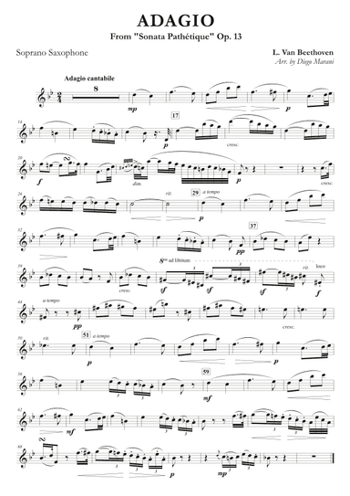 Adagio from "Sonata Pathetique" for Soprano Saxophone & Piano (arr. Diego Marani)