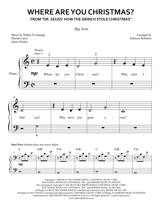 Where Are You Christmas? (arr. Rebecca Belliston)