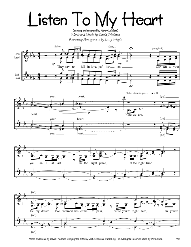 Listen To My Heart (arr. Larry Wright)