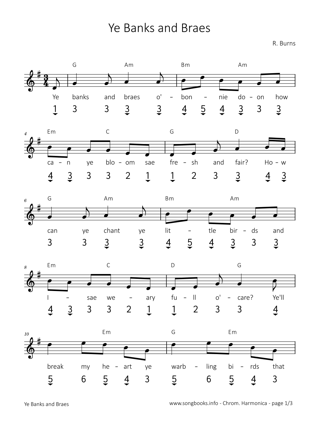 Ye Banks and Braes (arr. songbooks.info)