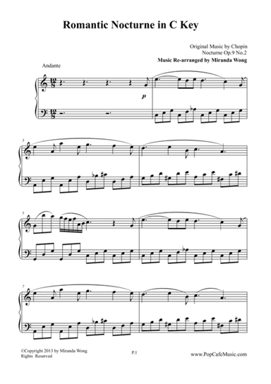 Romantic Nocturne in Eb - Chopin (C Key Version) (arr. Miranda Wong)