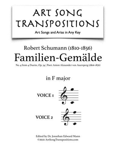 SCHUMANN: Familien-Gemälde, Op. 34 no. 4 (transposed to F major) (arr. ArtSongTranspositions.com)