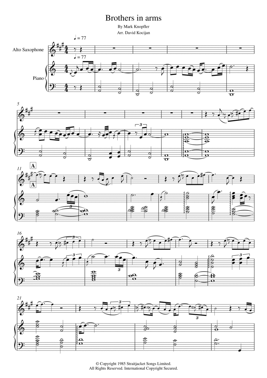 Brothers In Arms (arr. David Kocijan)