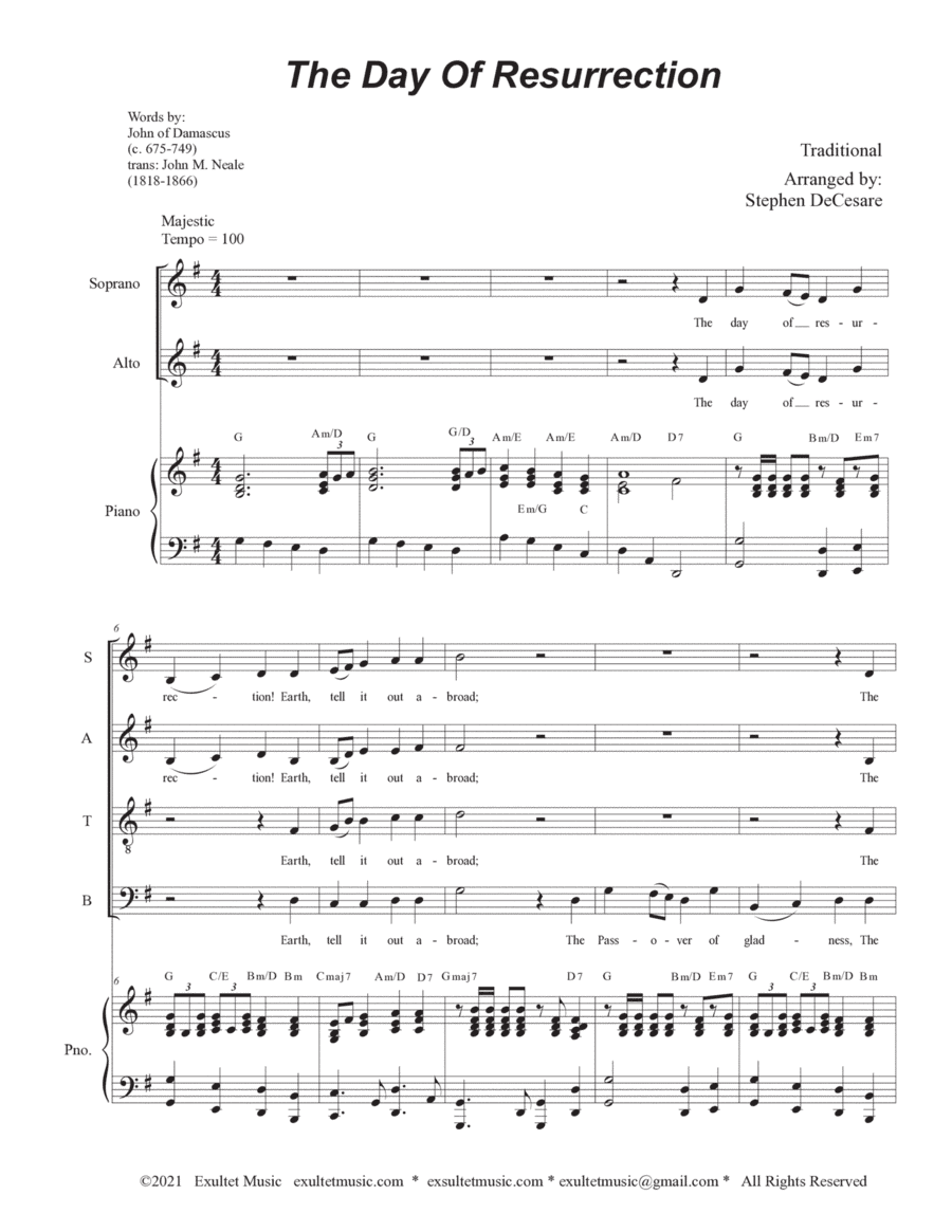 The Day Of Resurrection (SATB - Piano accompaniment) (arr. Stephen DeCesare)