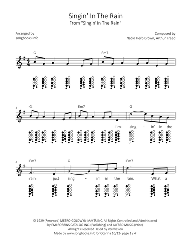 Singin' In The Rain (arr. songbooks.info)