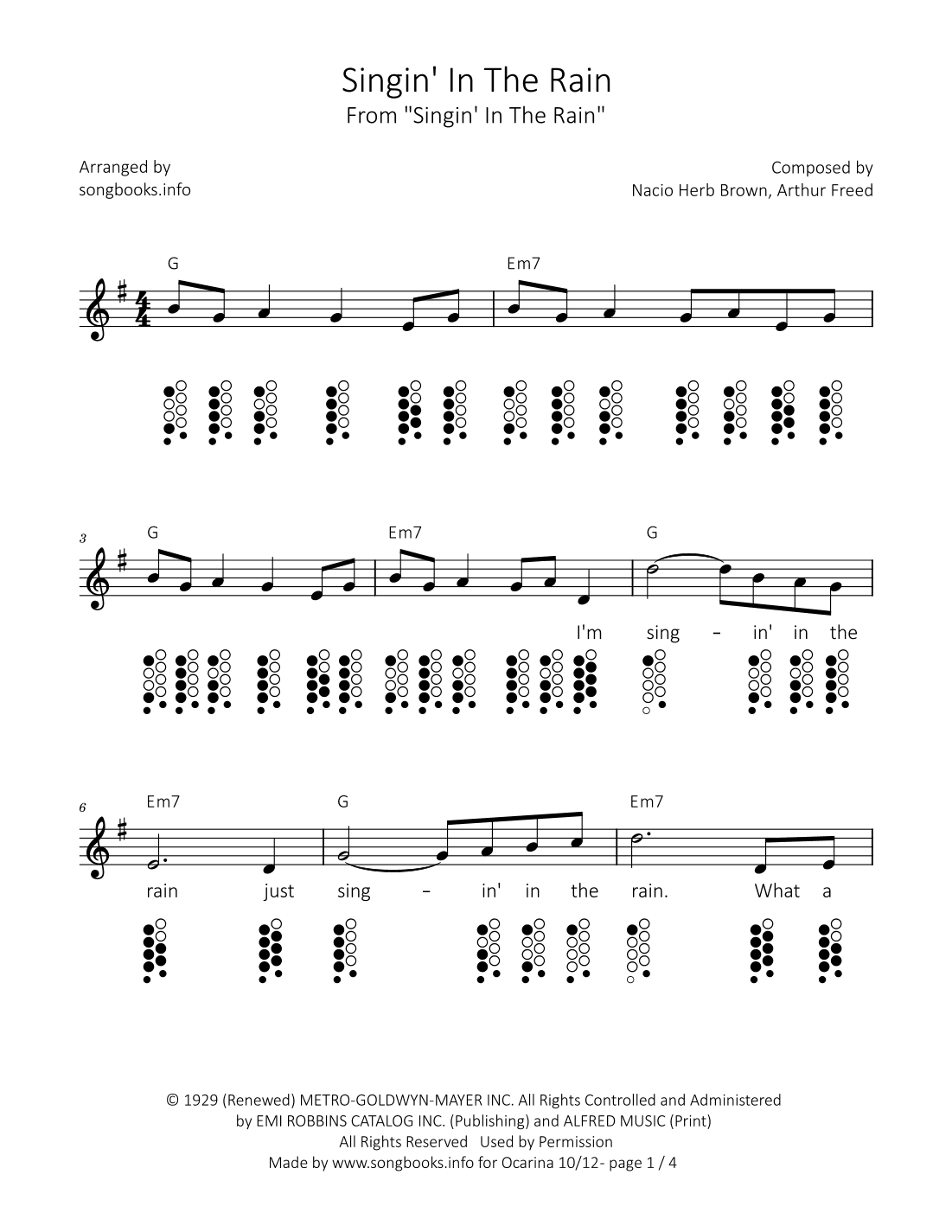 Singin' In The Rain (arr. songbooks.info)