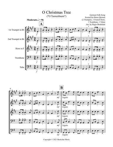 O Christmas Tree (G) (Brass Quintet - 2 Trp, 1 Hrn, 1 Trb, 1 Tuba) (arr. Regis Bookshar)